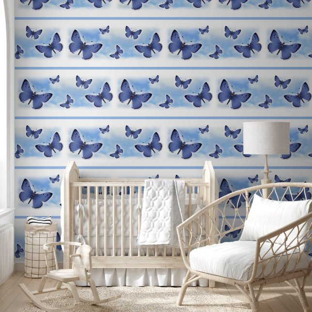 Butterflies Blau Tapete (Kinder)
