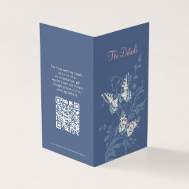 Butterflies Blaukorallenhochzeitsdetails Karte QR
