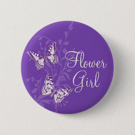 Butterflies Blume Mädchen lila Hochzeit Button-Tas Button