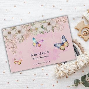 Butterflies Blumen Pink Baby Shower Gästebuch
