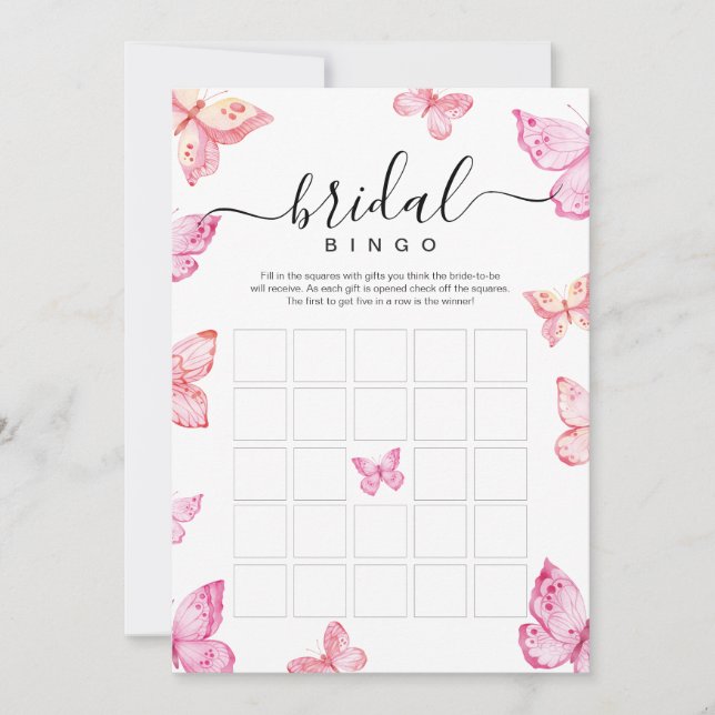 Butterflies Bridal Bingo Dusche Einladung (Vorderseite)