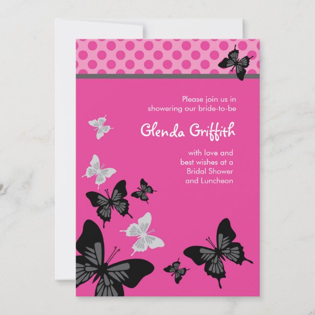 Butterflies Bridal Dusche Einladung (Vorderseite)