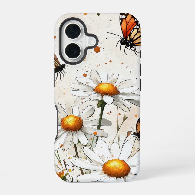 Butterflies & Daisis - Kerngehäuse iPhone 16 Hülle (Rückseite)