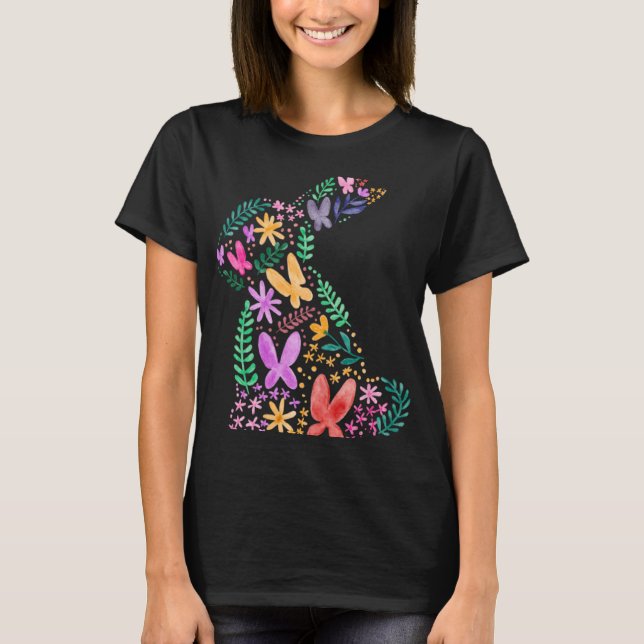 Butterflies Flower Easter Bunny Fun for Spring Eas T-Shirt (Vorderseite)