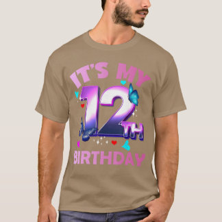 Butterflies Girls and Boys Its My 12th Birthday bo T-Shirt