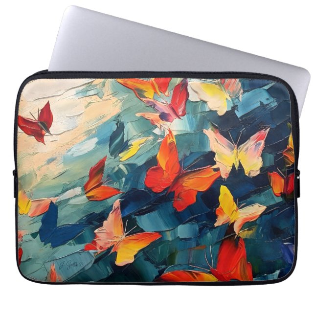 Butterflies in Motion – Expressive Abstract Flight Laptopschutzhülle (Vorderseite)