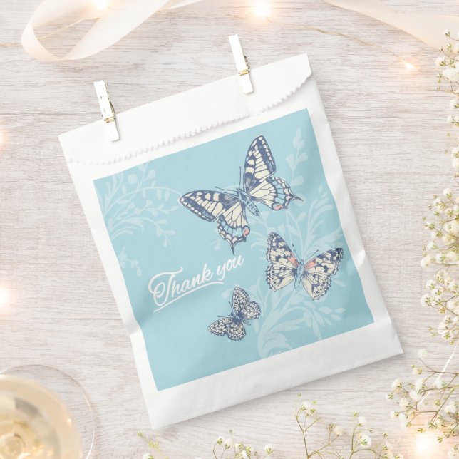 Butterflies inked Light Blue Danke Hochzeit Geschenktütchen (Ausgeschnitten)