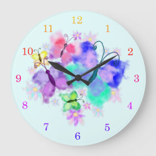 Butterflies - Joy - Spring - Customizable - Große Wanduhr