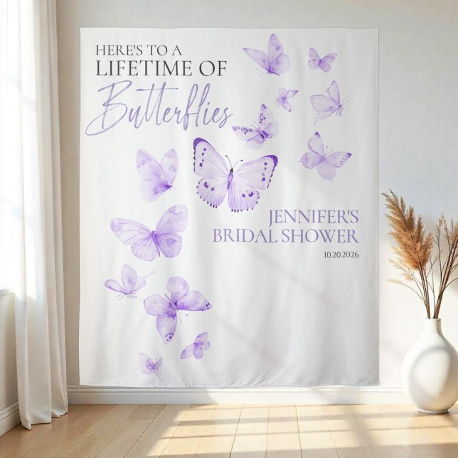 Butterflies Lavender Brautparty Backdrops Wandteppich (Von Creator hochgeladen)
