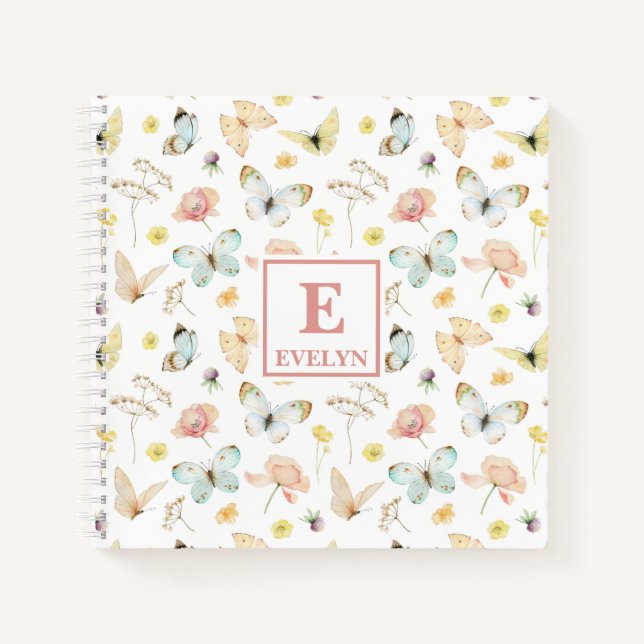 Butterflies Monogram Notebook Journal (Devant)