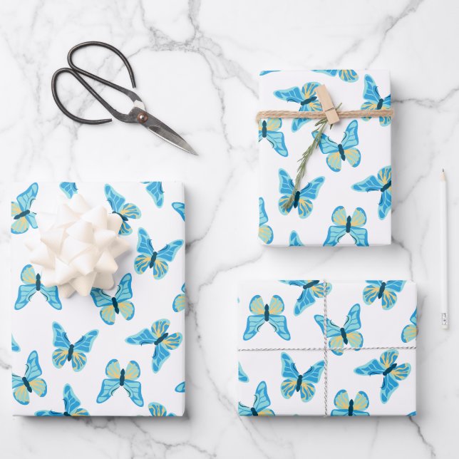 Butterflies Muster Custom Colors Graphic Geschenkpapier Set (Vorderseite)