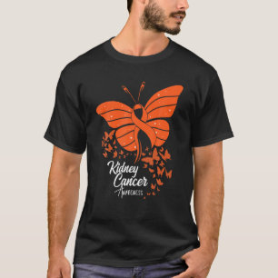 Butterflies Orange Ribbon Nierenkrebs Bewusstsein T-Shirt