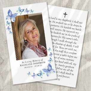 Butterflies Photo Memorial Prayer Card