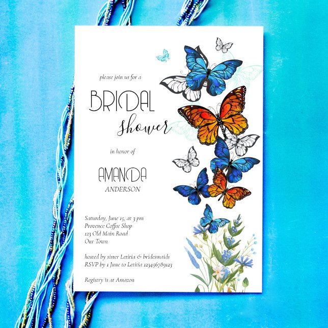 Butterflies prés fleurs nuptiale douche invitation (Créateur téléchargé)