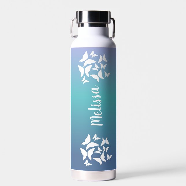 Butterflies Rainbow Ombré-Skript Trinkflasche (Vorne)