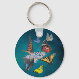 butterflies sobriety symbol acrylic round keychain schlüsselanhänger