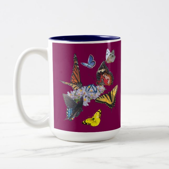 butterflies sobriety symbol slogan2 mug (Gauche)