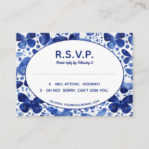 Butterflies Watercolor Indigo Blue R.S.V.P. Begleitkarte