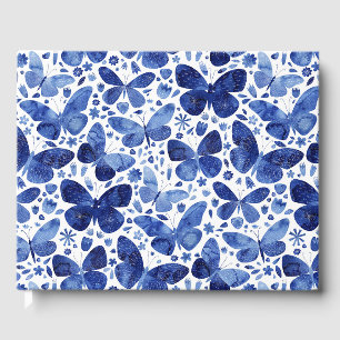 Butterflies Watercolor Indigo Gästebuch