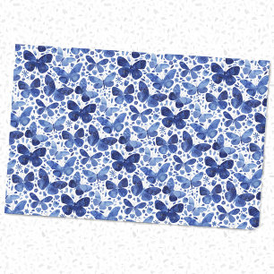 Butterflies Watercolor Indigo Seidenpapier
