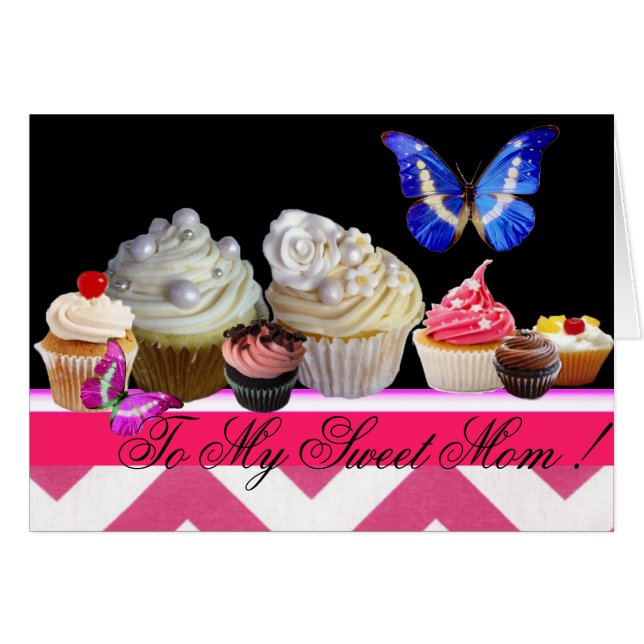 BUTTERFLIES YUMMY CUPCAKES SWEET MOTHER (Vorderseite (Horizontal))