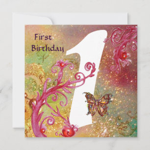 BUTTERFLUSS IN GLITZERN 2 , Erste Geburtstagsparty Einladung