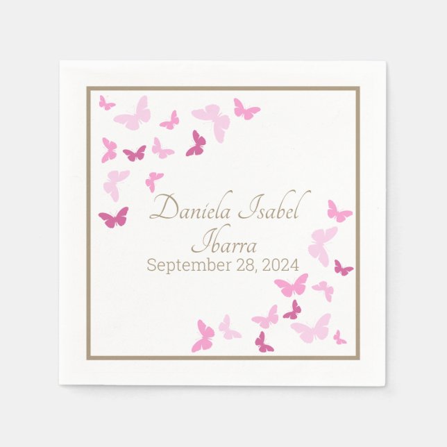 Butterfly 16 . Geburtstag Quinceanera Dusche Serviette (Vorderseite)