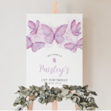 Butterfly 1. Geburtstag Lila Mädchen Begrüßungszei