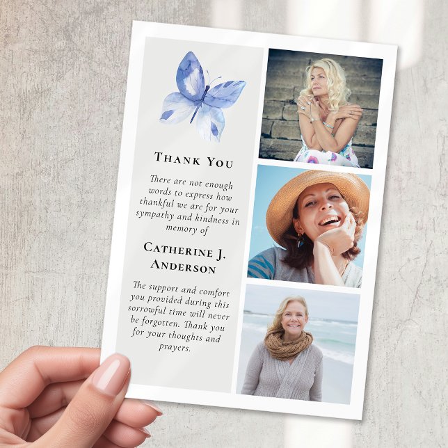 Butterfly 3 Foto Beileid Beerdigung Dankeskarte (Von Creator hochgeladen)