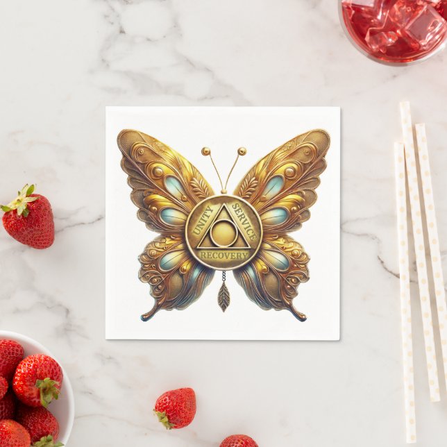 Butterfly AA Unity | 12 Step Recovery Slogan Serviette (Beispiel)