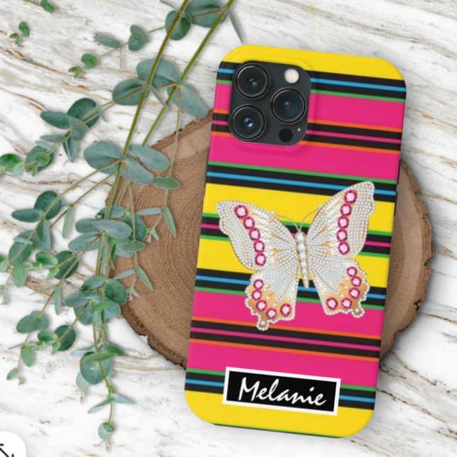  Butterfly abstract retro stripes hipster minimal Case-Mate iPhone Hülle (Von Creator hochgeladen)