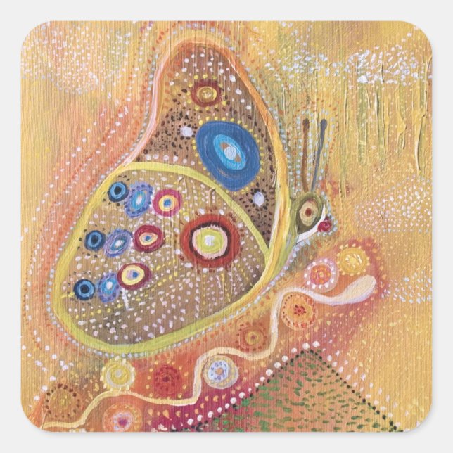 Butterfly Abstrakt Art Painting Square Sticker (Vorderseite)