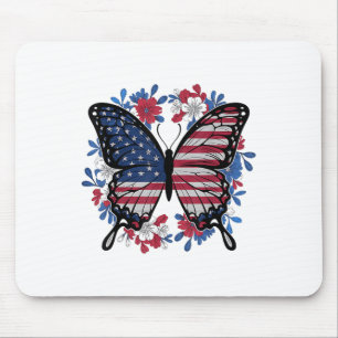 Butterfly American Flag Patriotic USA 4. Juli Mousepad