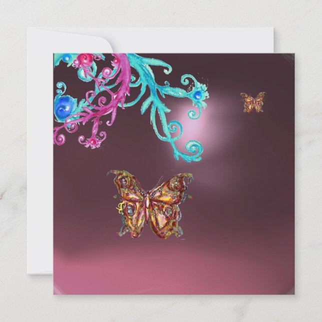 BUTTERFLY AMETHYST , lila blau hellrosa Einladung (Vorderseite)