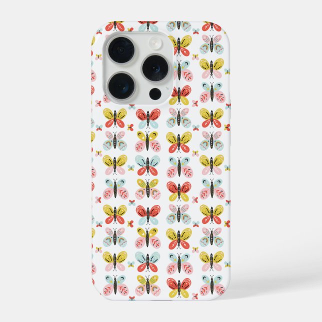 Butterfly And Floral Pattern  iPhone 15 Pro Hülle (Rückseite)