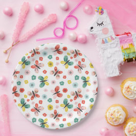 Butterfly And Floral Pattern  Pappteller