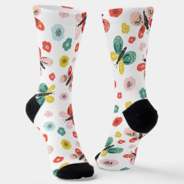 Butterfly And Floral Pattern  Socken
