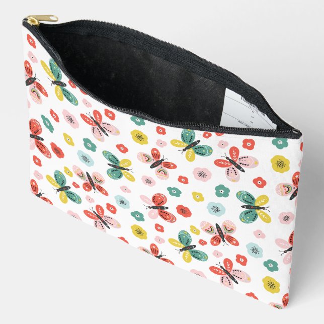 Butterfly And Floral Pattern  Zubehörtasche (Offen)