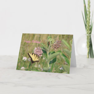 Butterfly and Milkweed Happy Birthday Karte
