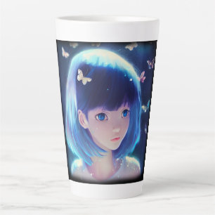 Butterfly Anime Girl Latte Tasse