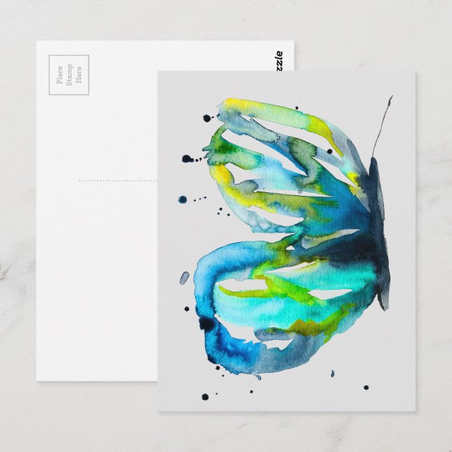 Butterfly Aquarell-Aquarell Postkarte (Vorne/Hinten)