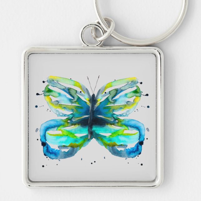 Butterfly Aquarell-Aquarell Schlüsselanhänger (Vorne)