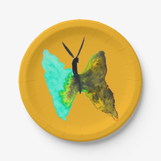 Butterfly Aquarell hübsch Pappteller (Vorderseite)