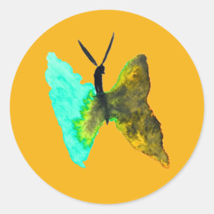 Butterfly Aquarell hübsch Runder Aufkleber