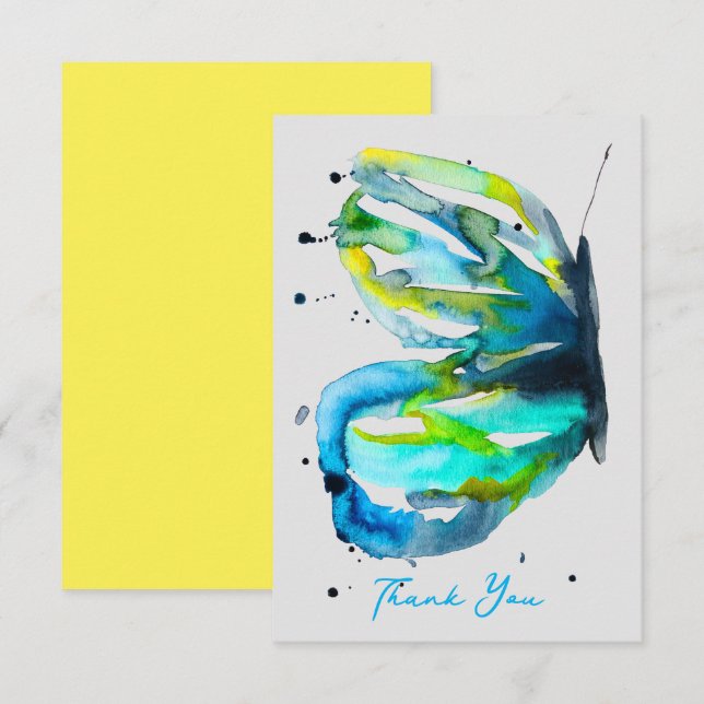 Butterfly Art Aquarell Mitteilungskarte (Vorne/Hinten)