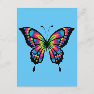 BUTTERFLY ART COLORFUL Postcard Postkarte