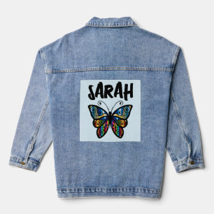 BUTTERFLY ART PERSONALISIERT DENIM JEAN JACKET JEANSJACKE