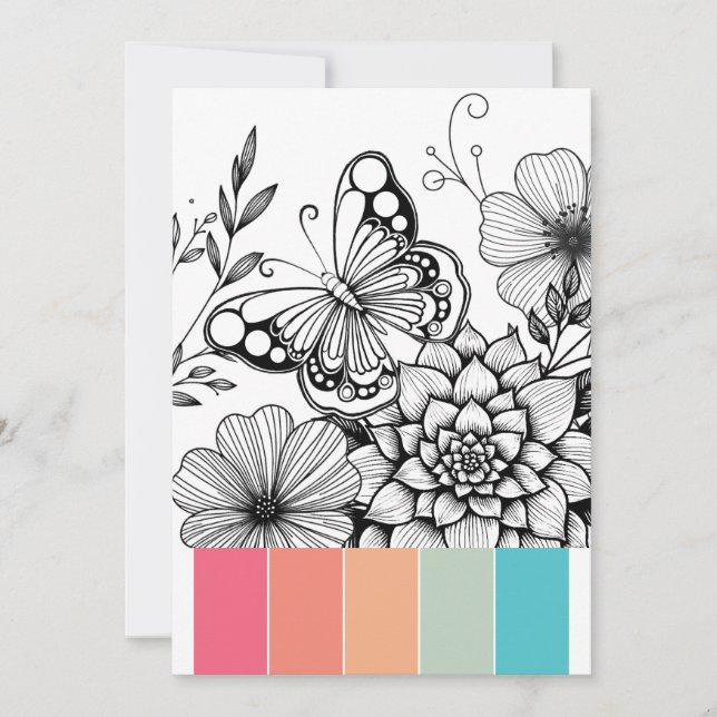 Butterfly Art Therapy Farbkarten Einladung (Vorderseite)