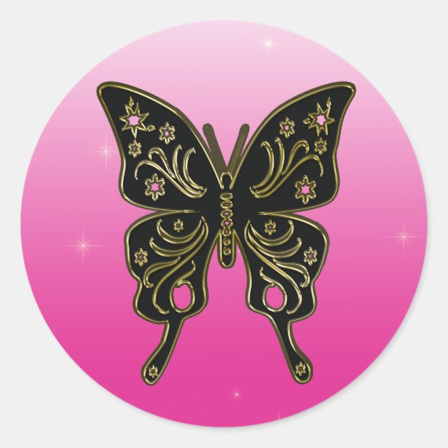 Butterfly-Aufkleber Runder Aufkleber (Vorderseite)