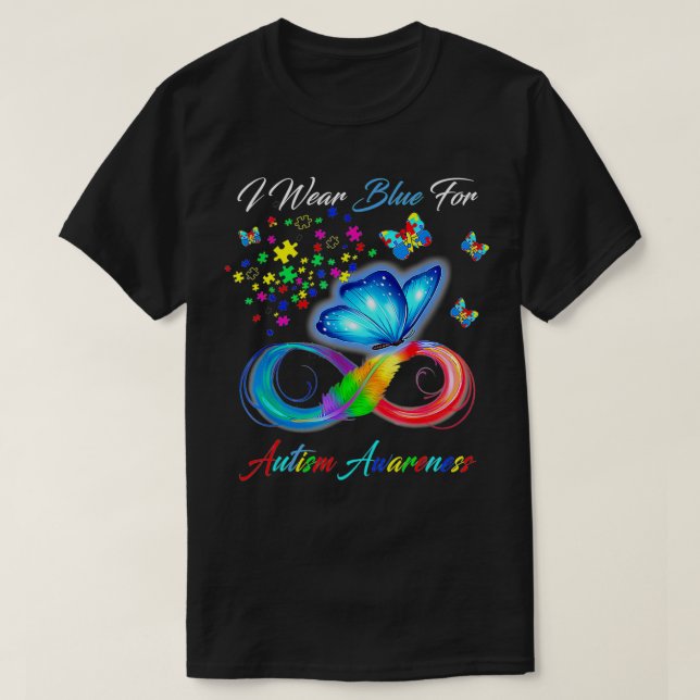 Butterfly Autismus ich trage Blau für Autismus Bew T-Shirt (Design vorne)